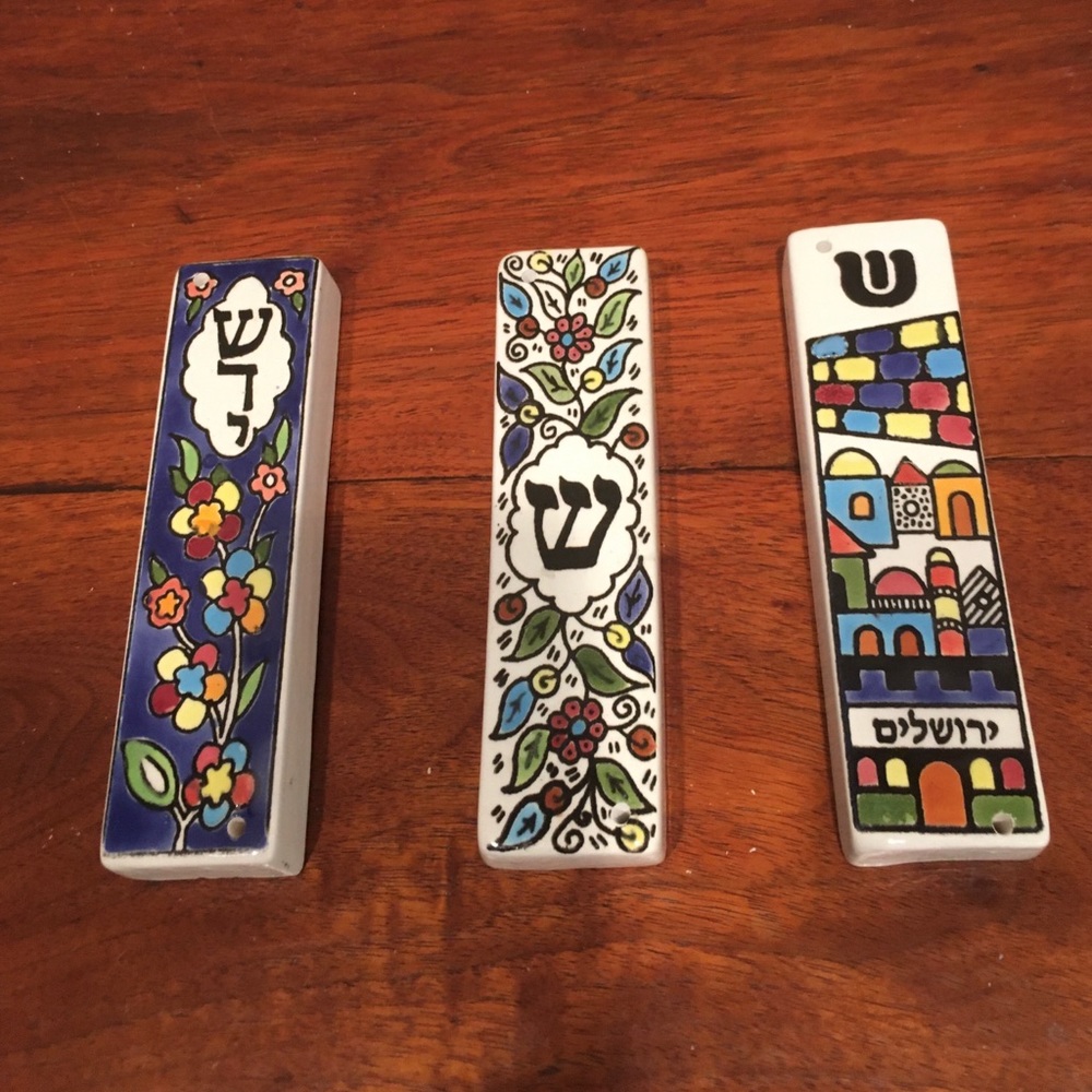 3 Ceramic Mezuzahs
